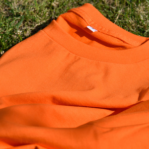 土橘色 橙色250g重磅咔叽纯棉短袖美棉t恤 纯色宽松圆领基础款