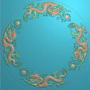 圆形龙浮雕 圆形龙灰度图 一圈龙精雕图 圆形龙图 环形龙图 圆龙