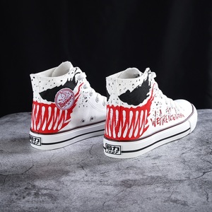 回力正品爆改高帮帆布鞋涂鸦手绘板鞋女毒液联名男鞋透气学生布鞋