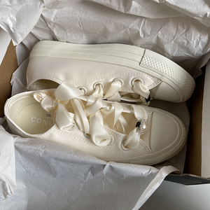 converse匡威 米白色仙女丝带丝绸蝴蝶结女低帮经典帆布鞋560659c
