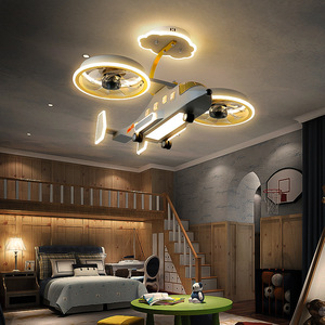风扇飞机灯儿童房男孩卧室吊灯创意阿凡达战斗直升机模型房间灯饰