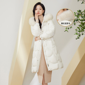 慕尚旗下pr女装时尚长款连帽羽绒服phc211067g