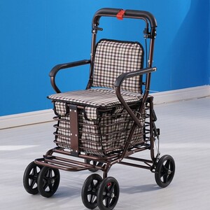 老年人小推车可折叠买菜轻便拉杆车车轮可以坐家用带座椅带刹车