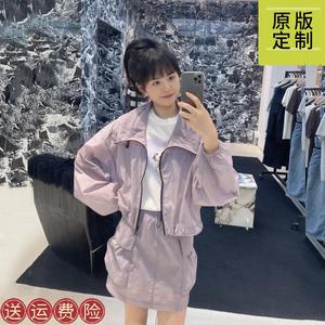 2024年夏款抽绳高领轻量短款拉链薄款防晒衣夹克外套上衣女