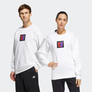 adidas阿迪达斯男子白色运动训练情侣连帽套头长袖卫衣hm7450