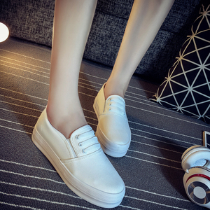 帆布乐福鞋女白