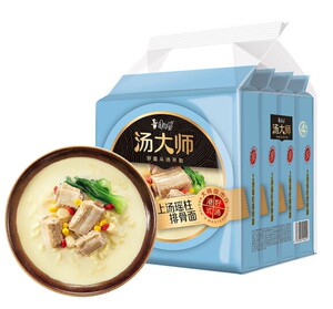包邮康师傅方便面汤大师上汤瑶柱排骨面112gx4袋速食面泡面袋装面
