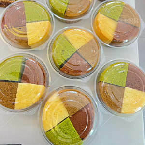 烘焙包装6寸四色切块蛋糕胚盒6寸手撕包一次性透明吸塑食品打包盒