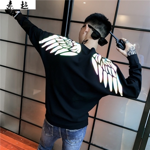 反光boy大翅膀t恤男生荧莹光夜光内穿的长袖打底衣适合蹦迪的衣服