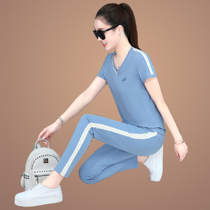 瑜伽套装女夏天健身房运动服专业高端跑步速干衣宽松大码短袖显瘦