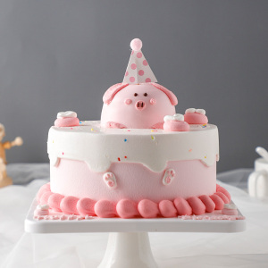 卡通小猪仿奶油生日蛋糕模型仿真2022新款网红假蛋糕样品t2161