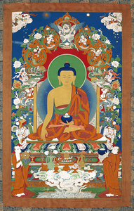 结缘释迦牟尼佛画像 相纸塑封 藏传佛教手绘佛祖菩萨像画唐卡t16