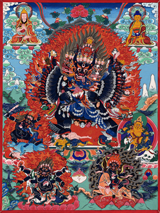 大威德金刚画像 相纸塑封 藏传佛教唐卡文殊师利菩萨忿怒明王相t1