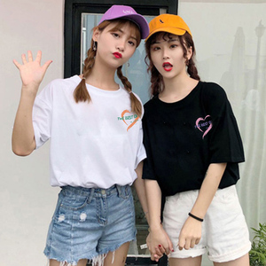 闺蜜装夏装t恤女聚会拍照衣服网红潮牌爱心短袖纯棉姐妹装三四人