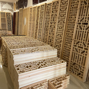 东阳木雕仿古门窗中式实木花福子背景墙隔断玄关木格子屏风可定做