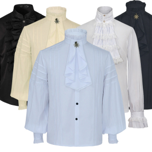 中世纪王子衬衫男款欧美男式打底蒸汽朋克内搭文艺复兴cos复古衣