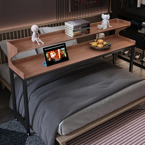 跨床桌实木可移动床上懒人桌长条床尾桌双人笔记本电脑书桌护理桌