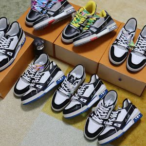日本代购 louis vuitton 路易威登 lv trainer 熊猫 黑水泥 板鞋