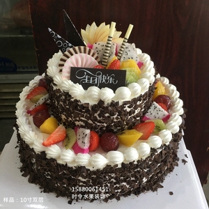 双层新鲜巧克力水果生日蛋糕同城沈阳苏州长春无锡北京福州定制送