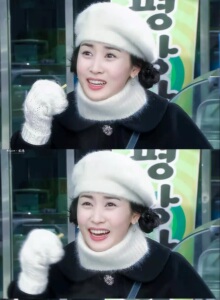 周幼琳同款贝雷帽穿搭帽子我的女孩李多海仙女可爱白色兔毛毛绒帽
