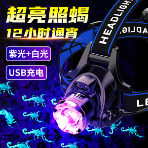 照蝎子专用头灯照射白紫双光源两用强光款紫外线超亮头戴式手电筒