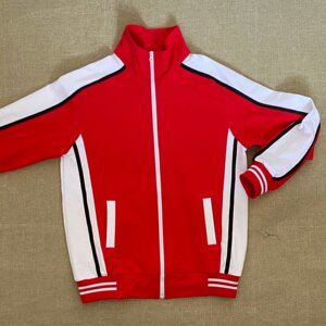 春秋冬中小学生男女校服红色拼接白色上衣校服同款来图定制