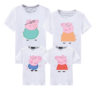 小猪佩奇亲子装夏装一家三口四口母子母女装洋气新款短袖t恤套装