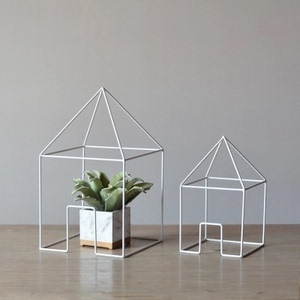 包邮欧式铁艺桌面摆件金属多边形装饰工艺品镂空创意几何体样板房