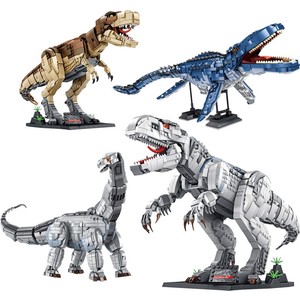 潘洛斯侏罗纪恐龙化石霸王龙暴龙暴虐迅猛龙模型拼装积木益智玩具