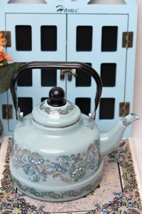 赛里斯民族风搪瓷烧水壶茶壶带茶漏壶专用煤气电磁炉明火通用1.5L
