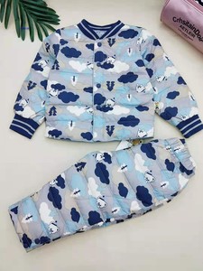 波姆熊男女童婴幼冬季新款韩儿童装卡通长袖羽绒服内胆羽绒裤套装