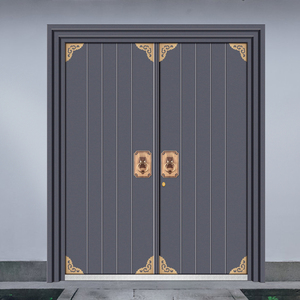 仿古大门农村新中式家用乡村入户锌合金定制别墅双开门甲级防盗门