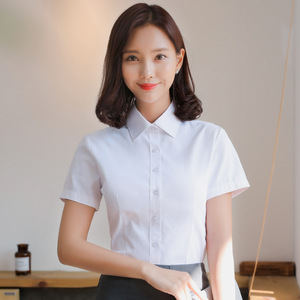 日本良品新款职业装OL白色衬衫面试女夏季短袖修身工作服棉质衬衣
