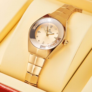 女镶钻钢带石英表休闲商务时尚流动水钻女士longbo/龙波手表80662