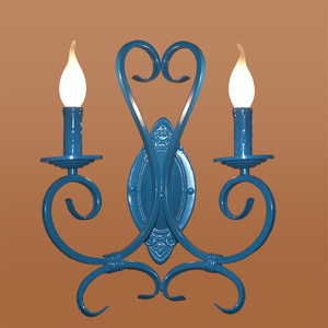 地中海蓝色壁灯 简约蜡烛客厅壁灯欧式铁艺镜前过道壁灯 灯饰灯具