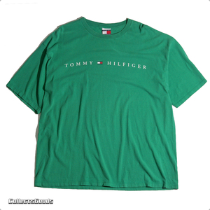 汤米Tommy Hilfiger Logo 绿色美式标语大码宽松圆领休闲短袖T恤