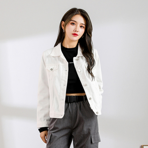 白色牛仔外套女宽松短款2022春秋新款百搭小香风港味休闲上衣夹克