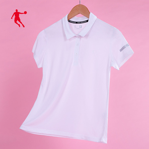 乔丹短袖t恤女2021夏季新款翻领上衣女装运动服透气速干polo衫