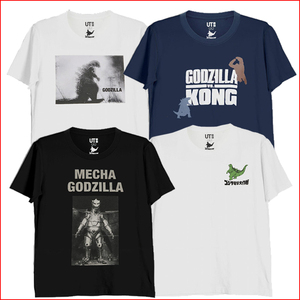 优衣库专柜哥斯拉联名男女情侣t恤金刚godzilla圆领短袖印花体恤