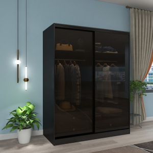 玻璃移门衣柜现代推拉门滑门小户型超薄趟门家用卧室大衣橱柜定制