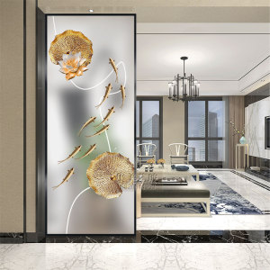 现代简约艺术玻璃隔断墙客厅洗手间入户玄关中式屏风定做遮挡装饰