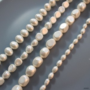 天然贝珠材质不规则椭圆异形鸡蛋形直孔diy手链项链材料配件
