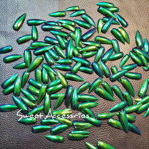 sweet配饰 天然玉虫翅 吉丁虫鞘翅 翅膀 大漆首饰diy漆器原材料