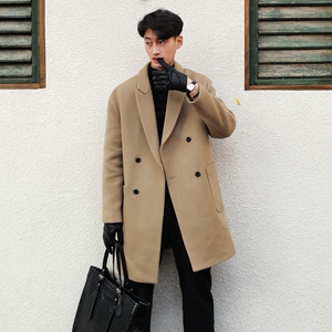 韩国代购毛呢大衣男驼色