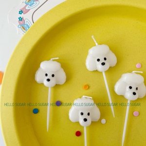 韩国INS贵宾狗情人节可爱卡通宠物生日蛋糕蜡烛 小白狗狗派对装饰