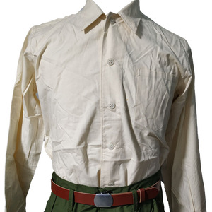 库存正品收藏65式纯棉长袖棉布衬衣退役老款原品粗布白色衬衫纪念