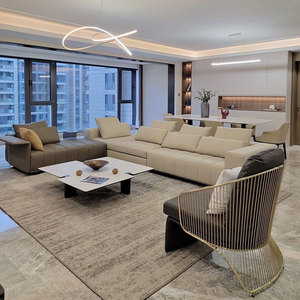 意大利米洛提真皮freeman tailor极简客厅大平层转角钢琴键沙发