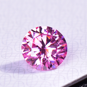 现货粉色莫桑石裸钻粉色宝石圆形戒指吊坠项链镶嵌定制女首饰