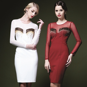 韩国lny高档女装连衣裙奢华年会礼服时尚名媛14-102