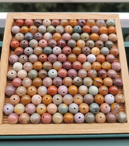 新货阿拉善彩玉玛瑙马牙佩珠8m高等级玉化爆裂纹手串文玩diy散珠